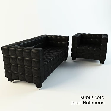 Modern Kubus Sofa and Chair by Josef Hoffmann 3D model image 1 