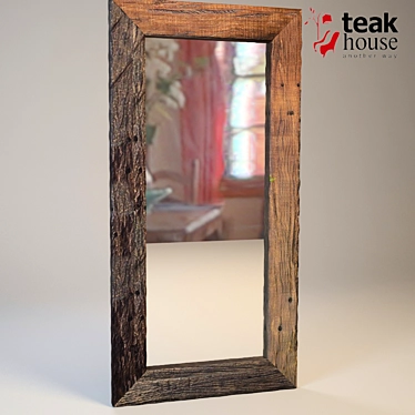 Elegant Teak Iron Mirror 3D model image 1 