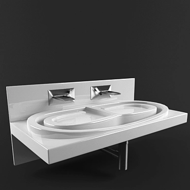 Modern Twin Washbasin 3D model image 1 