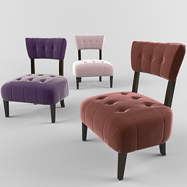 Elegant Violet Velvet Armchair 3D model image 1 