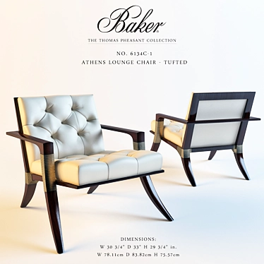 Elegant Athens Tufted Lounge Chair 3D model image 1 