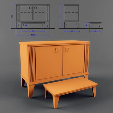 Versatile Bedside Bench Table 3D model image 1 