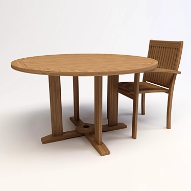 Elite Rattan Table Set 3D model image 1 