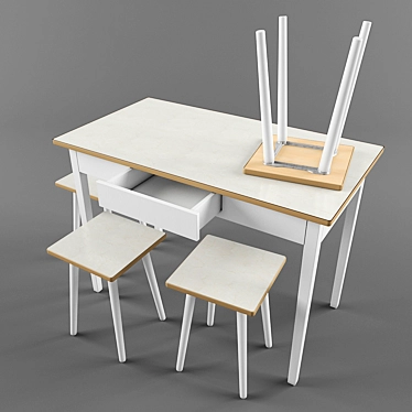 Modern Russian Made Table Set 3D model image 1 