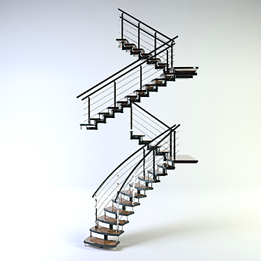 Sleek Glass Staircase 3D model image 1 