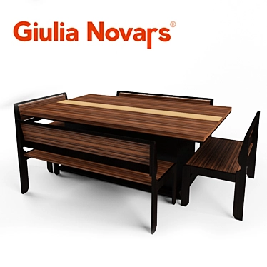 Milano Giulia Novars: Stunning Table with Customizable Benches 3D model image 1 