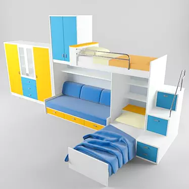 Kids Slide with Storage Cabinet 3D model image 1 