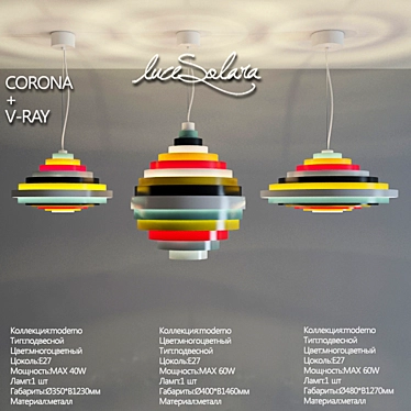 Multicolored Metallic Pendant Light 3D model image 1 