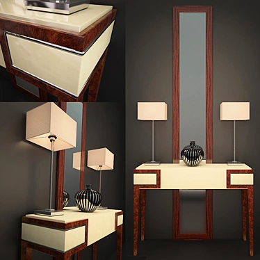 Art-Deco Console and Mirror Set 3D model image 1 