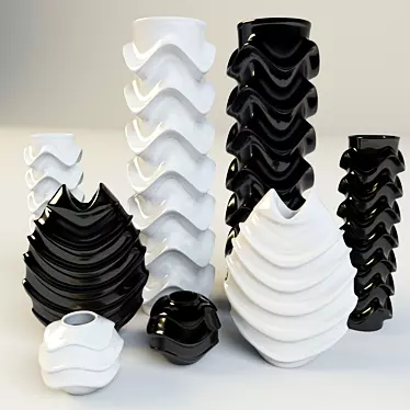 Elegant Ceramic Vase Set - Smoothed for Close-ups 3D model image 1 