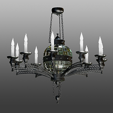 Chandelier of dark metal.