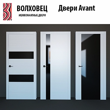 Avant Black Lacquered Wooden Doors 3D model image 1 