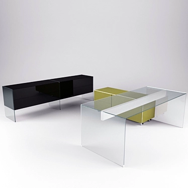 Modern Office Furniture Set: Air Desk, Air Wheel, Air Unit 3D model image 1 