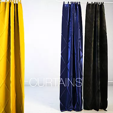 Diverse Fabric Curtains: 3 Materials 3D model image 1 