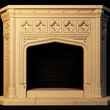 Gothic Stone Fireplace 3D model image 1 