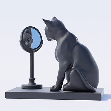 Reflective Feline Decor 3D model image 1 