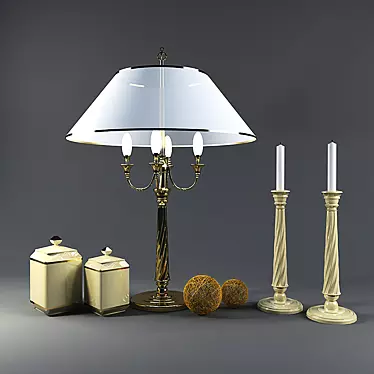 Elegant Illumination: Lamp & Candle Combo 3D model image 1 