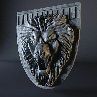 Lion Head Stone Relief 3D model image 1 