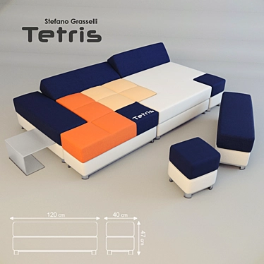 Modular Tetris Sofa: Designed by Stefano Grasselli 3D model image 1 