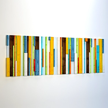 Multi-Colored Wooden Decor Panel 3D model image 1 