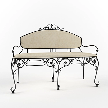 Elegant Wrought Iron Bench 3D model image 1 