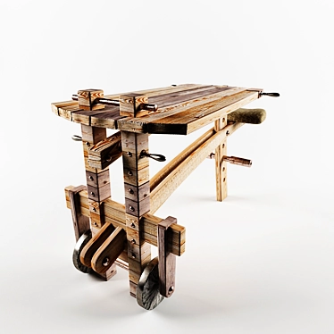 Ethnic Bar Table: Pine & Metal 3D model image 1 