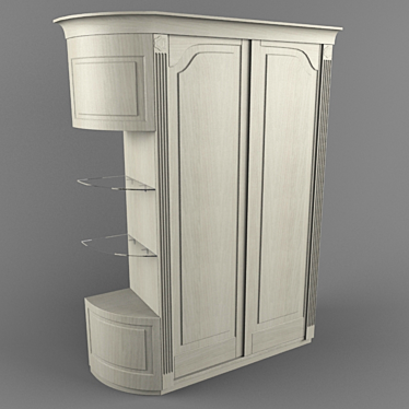 Whitewashed Oak Corner Cupboard 3D model image 1 