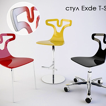 Exde T-Shirt Chair: Stylish and Adjustable 3D model image 1 