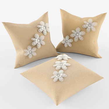 Cozy Textured Pillows 3D model image 1 