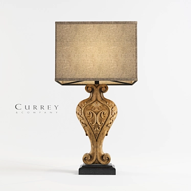 Elegant Wood and Iron Hourglass Lamp 3D model image 1 