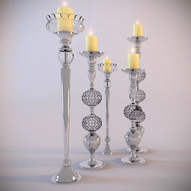 Elegant Candle Set with Holders 3D model image 1 