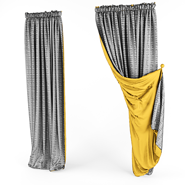 Luxe Lined Curtain 3D model image 1 
