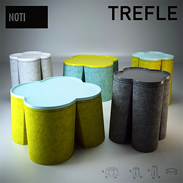 Versatile Trefle Set: Pouf, Stool & Table 3D model image 1 