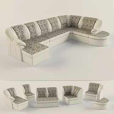 Elegant Renaissance Sofa 3D model image 1 