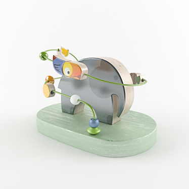 Wooden Elephant Toy 3D model image 1 