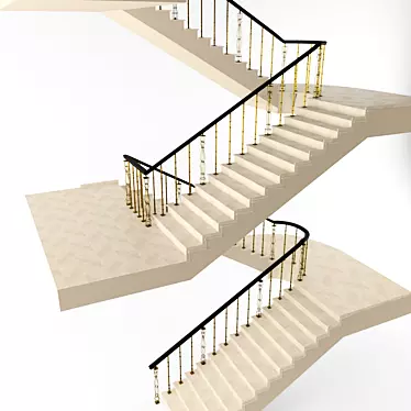 Elegant Wrought Iron Staircase 3D model image 1 