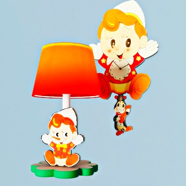 Baby Set: Table Lamp & Wall Clock 3D model image 1 