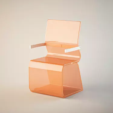 Transparent Plastic Chair with Armrests 3D model image 1 