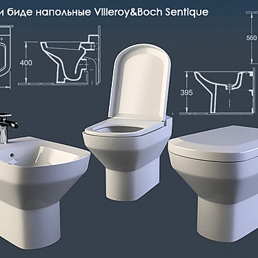 Luxury Toilet and Bidet Combo 3D model image 1 