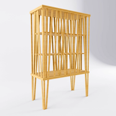 Elegant Mikado Wood Wardrobe 3D model image 1 