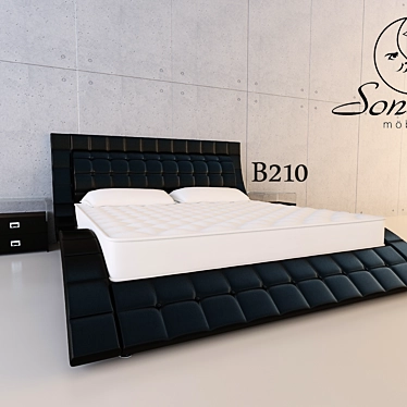 Elegant Leather Bed with Polished Metal Legs 3D model image 1 