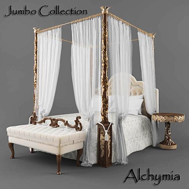 Jumbo Alchymia Combo: Bed, Table, Ottoman 3D model image 1 