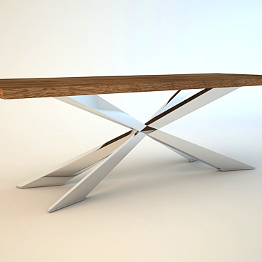 Rustic Wood Dining Table 3D model image 1 