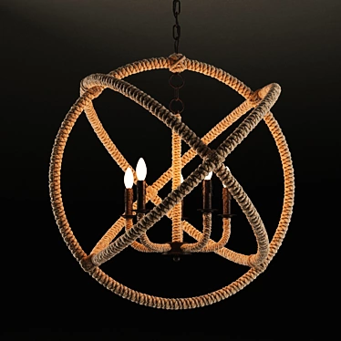 Rustic Rope Orb Chandelier 3D model image 1 