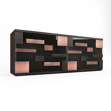 Pixel Cabinet - Wood, Glass, Bronze - 240x55x90 - Emmemobili Design 3D model image 1 