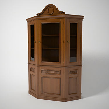 Elegant Wooden Wardrobe 3D model image 1 