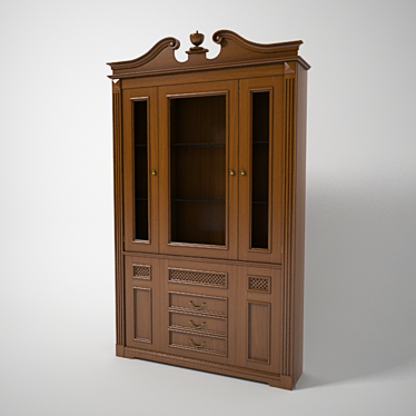 Elegant Wooden Wardrobe 3D model image 1 