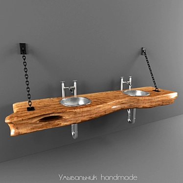 Handmade Double Washbasin 3D model image 1 