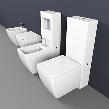 Elevate Your Bathroom: Kerasan Ego Outdoor Toilet and Bidet 3D model image 1 