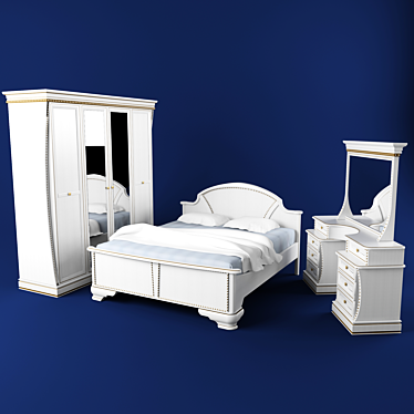 Verona Bedroom Set: Bed, Wardrobe & Dresser 3D model image 1 